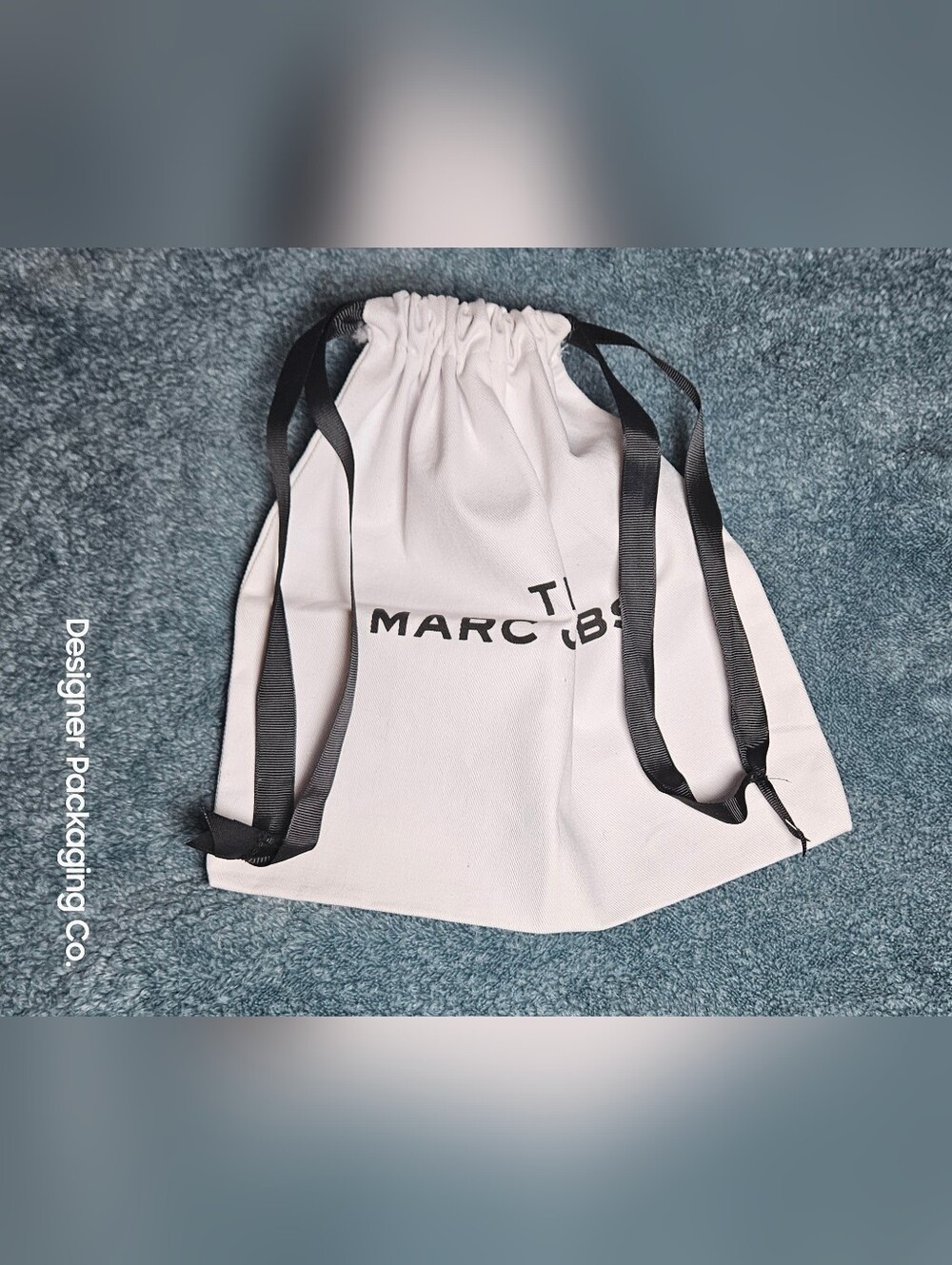 Marc Jacobs Dust Bag 11" White Canvas Black Drawstring Snapshot Mini Tote